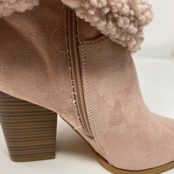 Lilliana Womens 9 Sherpa Boots Faux Fur Slouchy Y2K Festival Coquette Cowboy - Picture 7 of 12